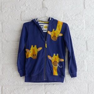 Mini Boden Blue Hoodie with Giraffe Design Size 9-10 Years